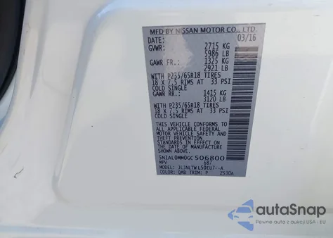 2016 Infiniti Qx60 from USA, damaged, VIN 5N1AL0MM0GC506800